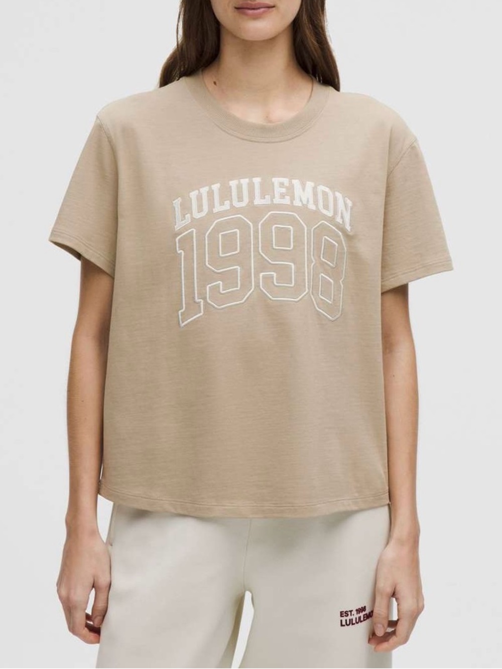 Authentic Lululemon Relaxed-Fit Cotton Jersey Graphic T-Shirt in rare Sheer Oak